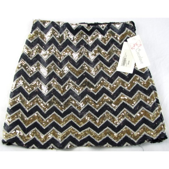CocoLove Dresses & Skirts - SALE!  Glittery Sequins Gold Black Short Mini Skirt